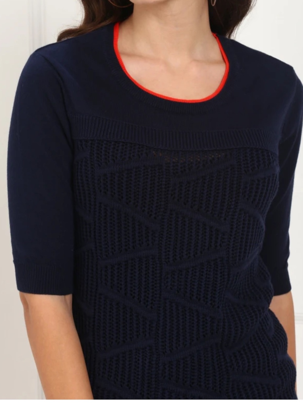 United Colors of Benetton Navy Blue Knit Short Sleeve Crewneck Sweater Womens S